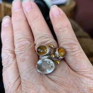 Three Stone Silver Ring 6.5